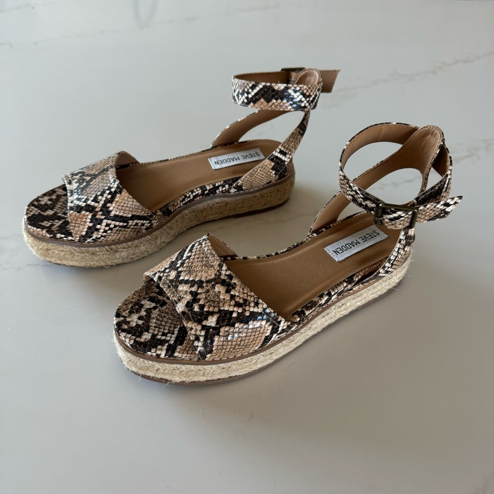 Steve Madden Gabi Faux Snakeskin Espadrille Platform Sandals Size 8